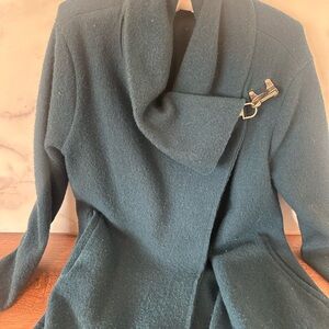 Garnet Hill Teal Women's Sweater with Unique Clasp